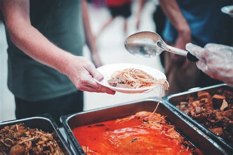 Poor People Receive Donated Food From Donors The Hands Of The Poor