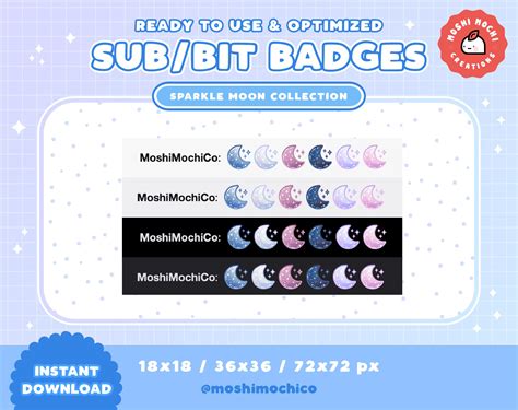 Twitch Sparkle Moon Badges Sub Badge Bit Badges Stream Etsy