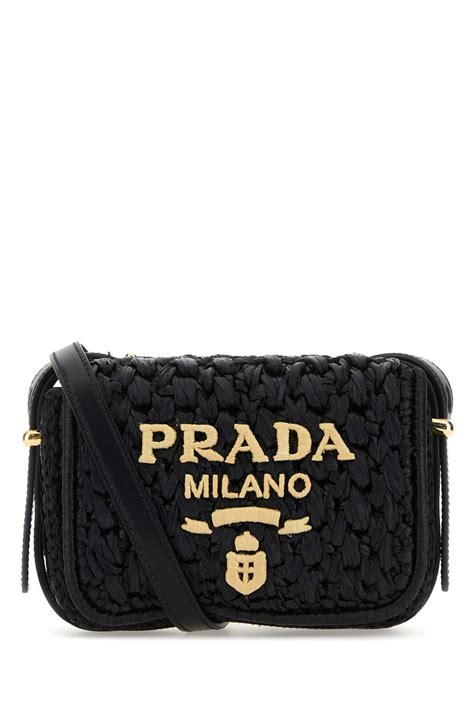 Prada Raffia Crossbody Bag In Black Lyst