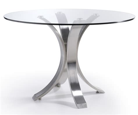 Designer Table ronde acier poli et verre trempé Majestua 110 cm