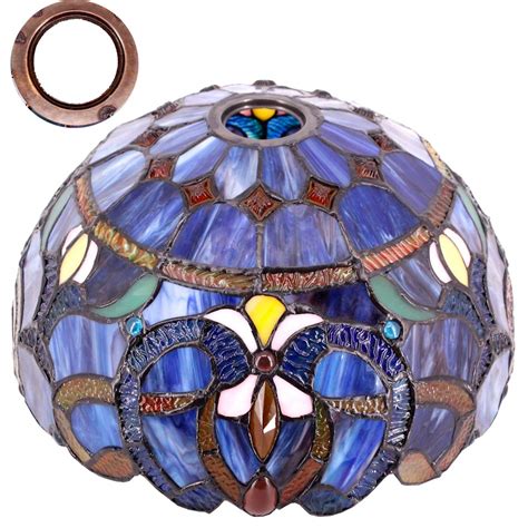 Buy Tiffany Lamp Shade Replacement Only W12H6 Inch Blue Purple Stained