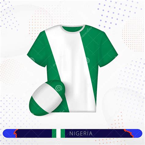 Nigeria Rugby Jersey With Rugby Ball Of Nigeria On Abstract Sport