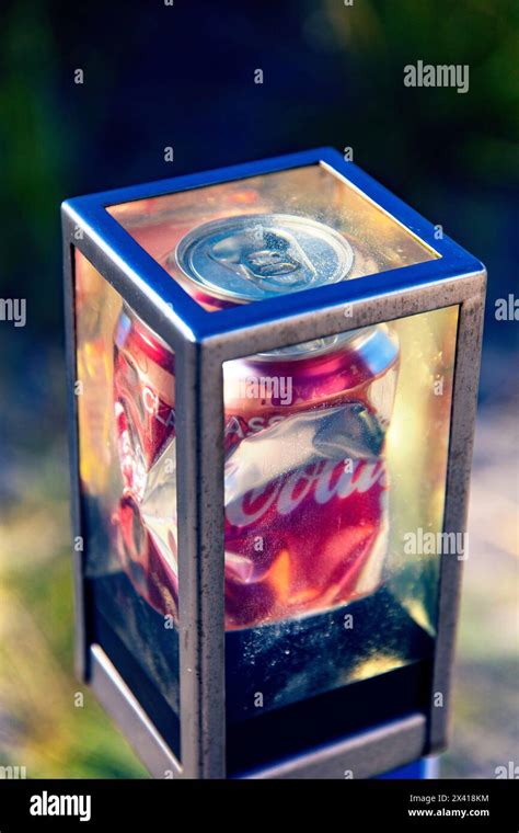 Can Of Coke In A Transparent Crate Stock Photo Alamy