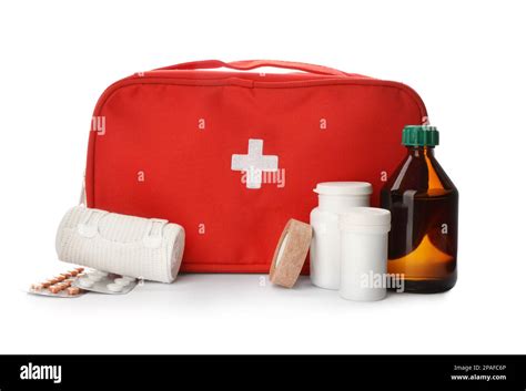 First aid kit on white background. Health care Stock Photo - Alamy