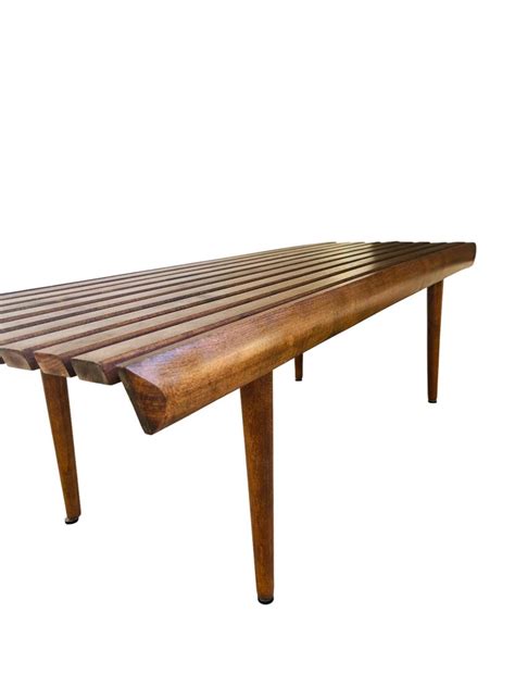 Mid Century Modern Walnut Slatted Bench Coffee Table For Sale At 1stdibs