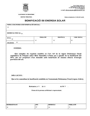 Fillable Online Ayto Benicassim Bonificaci Ibi Energia Solar