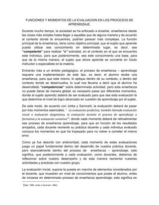 Funciones Y Momentos De La Evaluacion En Los Procesos De Aprendizaje Pdf