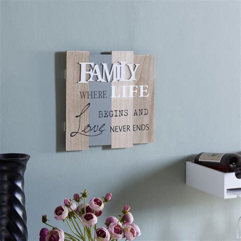 Wooden Wall Plaque Inspirational Family Where Life Begins And Love Never Ends | eBay