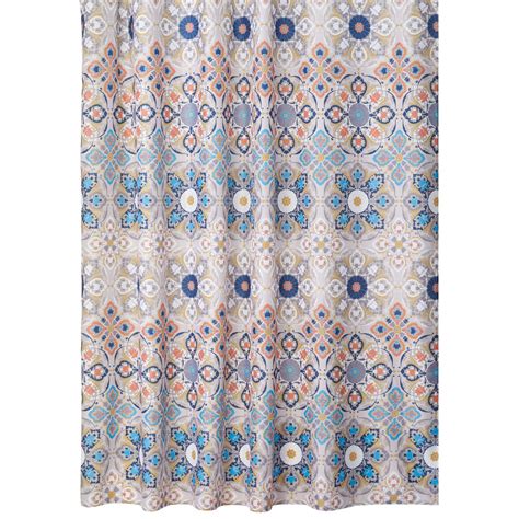 Mdesign Fabric Shower Curtain Medallion Print 72 X 72 Tan Multi