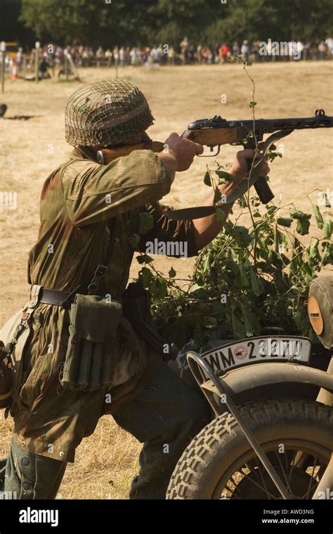 German Soldier Firing Weapon Stock Photo Alamy