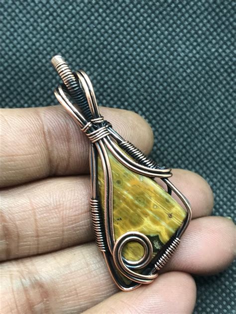 Tigers Eye Copper Pendant Handmade Wire Wrapped Gemstone Pendant