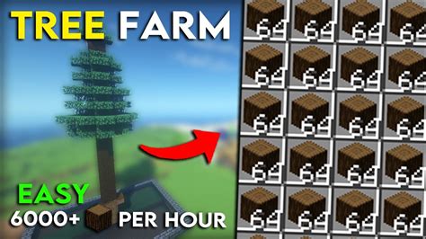 Minecraft Wood Farm Tutorial Wood Logs Per Hour Easy And