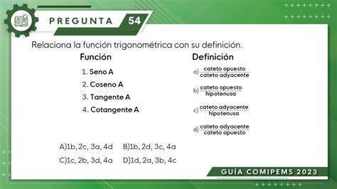 Guía COMIPEMS 2023 Matemáticas Pregunta No 54 YouTube