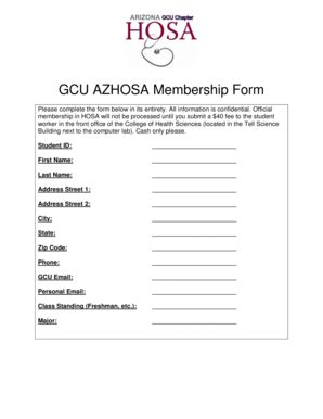 Fillable Online Gcu Membership Form Grand Canyon University Gcu Fax