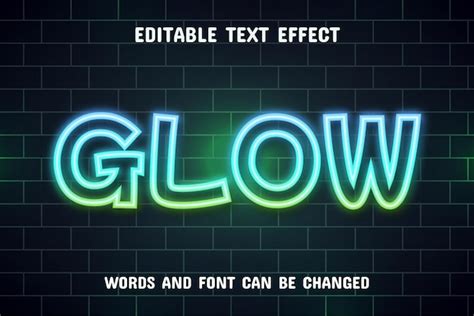 Efeito De Texto Neon De Texto Brilhante Vetor Premium