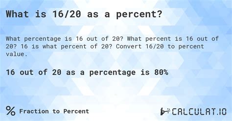 What Is 16 20 As A Percent Calculatio