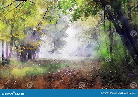 Watercolor Landscape Background Illustration Stock Photo - Image of ...