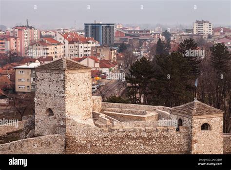 Beautiful Panorama Of Pirot Cityscape With Foreground Ancient Fortress