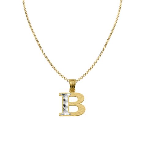 Precious Stars 14k Two Tone Gold Diamond Cut Initial Letter B