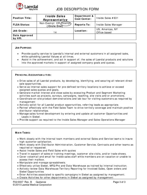 Fillable Online Get The Free Job Description Form Position Title Flsa