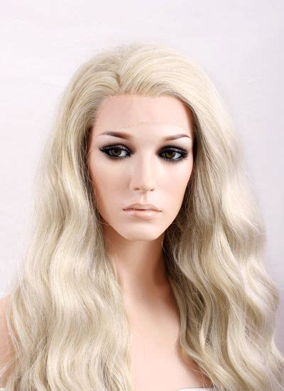 Wavy Pastel Ash Blonde Lace Front Synthetic Wig LF101 Blonde Lace Front Wigs Light Ash Blonde