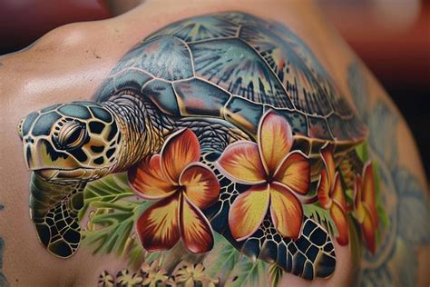 Hawaiian Sea Turtle Tattoo | Premium AI-generated image