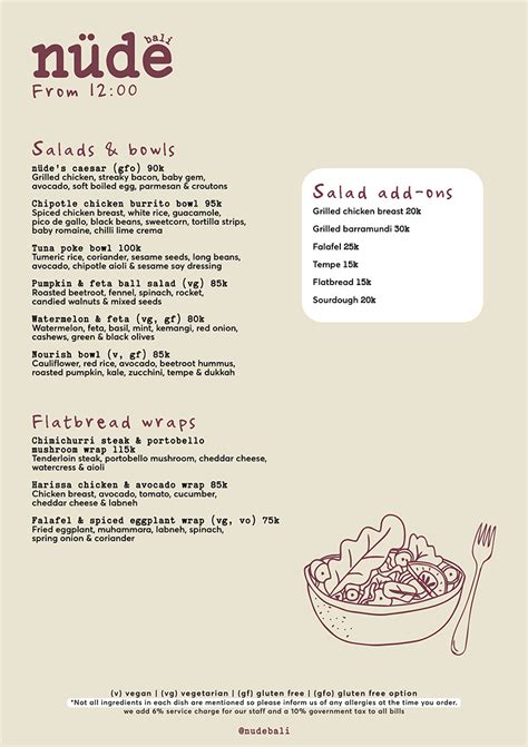 MENU Nude Bali