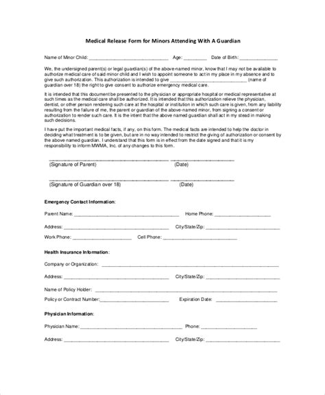 Free Printable Medical Release Form