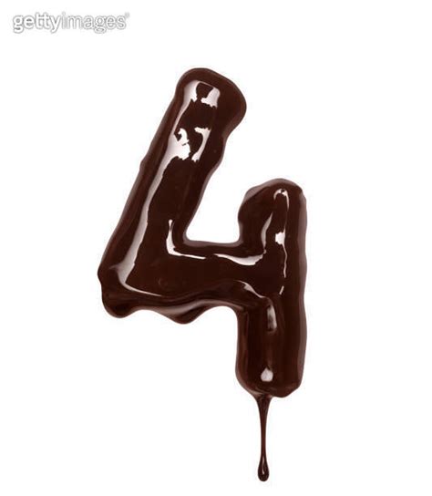 Number With Dripping Drop Is Made Of Melted Chocolate Isolated On