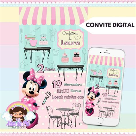 Convite Digital Confeitaria Da Minnie Rosa Elo