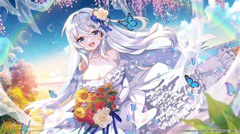 Applecaramel Acaramel Blue Eyes Breasts Bubbles Butterfly Cleavage Clouds Flowers Gray Hair