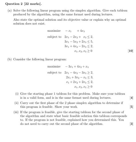 Solved A Solve The Following Linear Program Using The