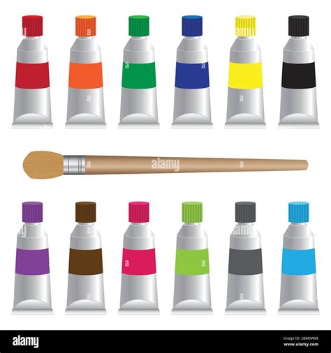 Paint Tubes Vector Illustration Isolated On White Background Stock