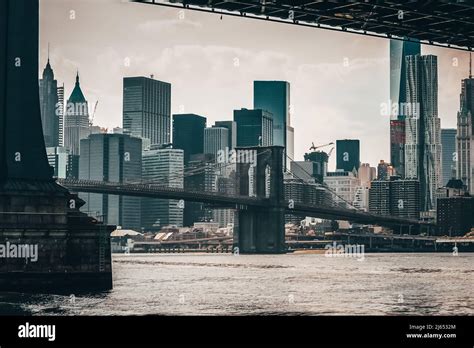 New York City Manhattan Skyline And Brooklyn Bridge Stock Photo Alamy