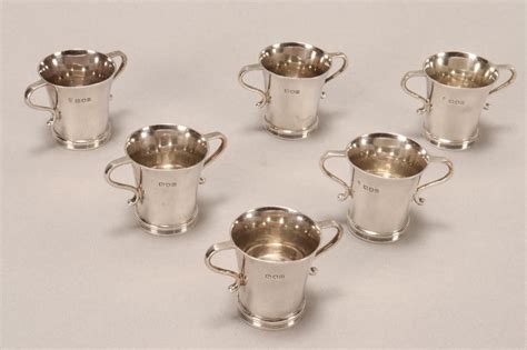 Set Of Six Sterling Silver Miniature Cups Mugs Cups And Goblets Silver