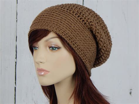 Light Brown Slouch Hat Brown Slouchy Beanie Womens Hat Teen Etsy