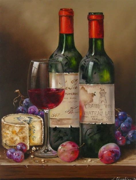 Painting Of Wine Bottle And Glass Wine Painting Original Hand Etsy In