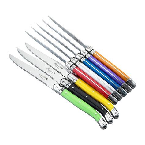 8 Pcs Laguiole Stijl Steak Mes Kleurrijke Regenboog Handgrepen