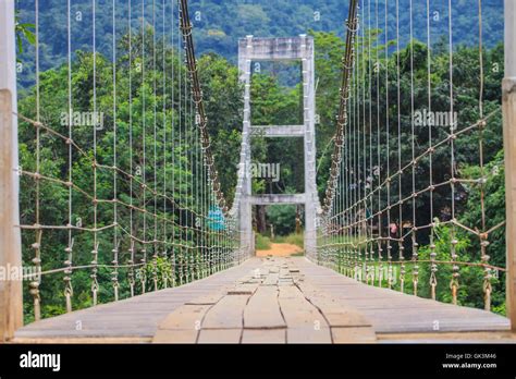 Rope Bridge In National Park Thailand Stock Photo Alamy