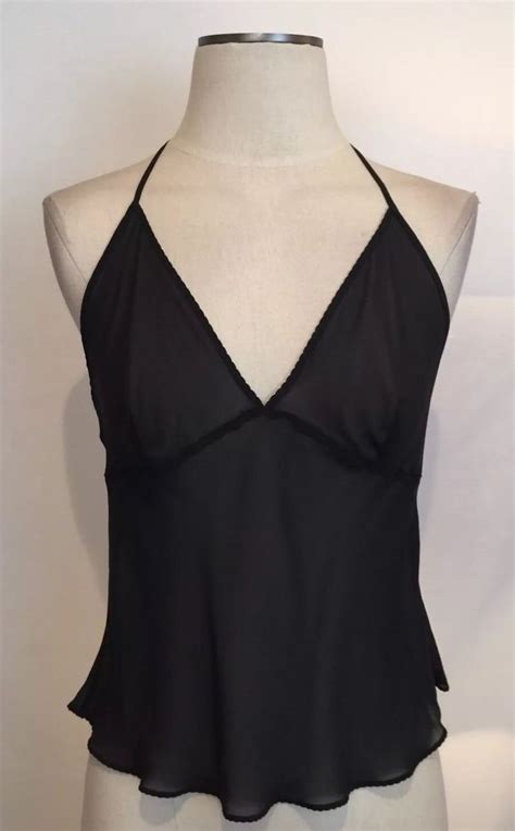 VICTORIA S SECRET M SHEER BLACK HALTER TOP NIGHTIE TOP VERY PRETTY