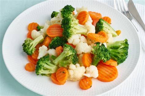 Mezcla De Verduras Cocidas Brócoli Zanahorias Coliflor Verduras Al