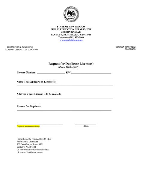 New Mexico Request For Duplicate Licenses Fill Out Sign Online And