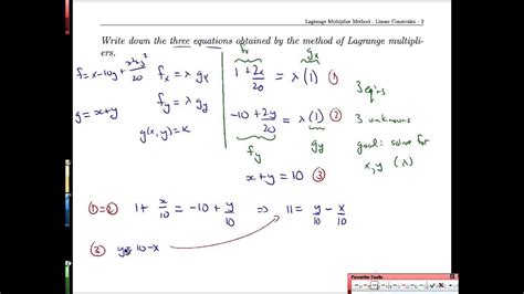 Unit 23 4 Lagrange Multiplier Method Linear Constraint YouTube