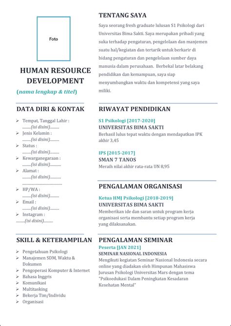 Contoh Cv Hrd Staff Fresh Graduate Contoh Surat Resmi