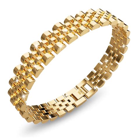 Brick Gold Layered Stainless Steel Bracelet - Bullion Gold