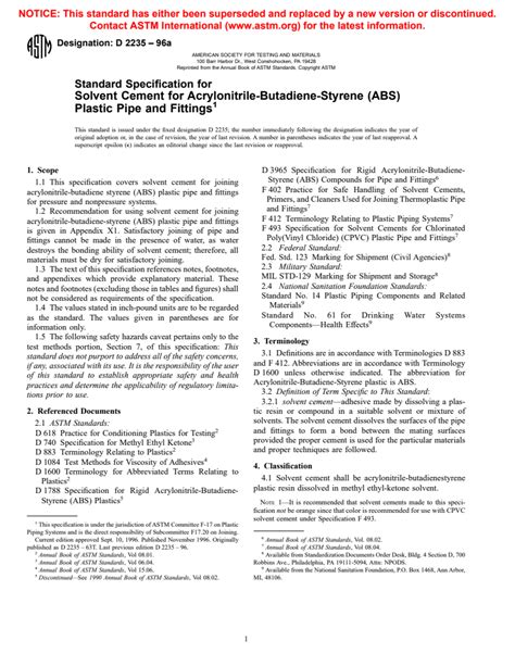 Astm D A Standard Specification For Solvent Cement For