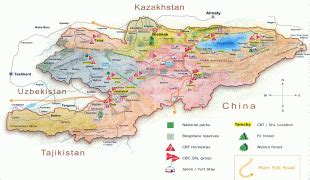 Karta - Kirgizistan (Kyrgyz Republic) - MAP[N]ALL.COM