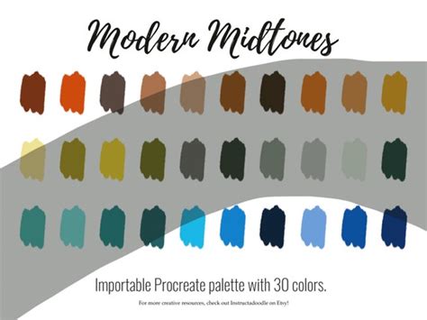 Modern Midtones Procreate Color Palette Ipad Swatches File Etsy