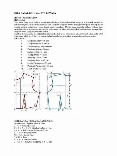 Pola Dasar Baju Wanita Dewasa Pola Pelajaran Menjahit Pembuatan Pola