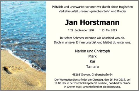 Traueranzeigen Von Jan Horstmann Trauer Ms